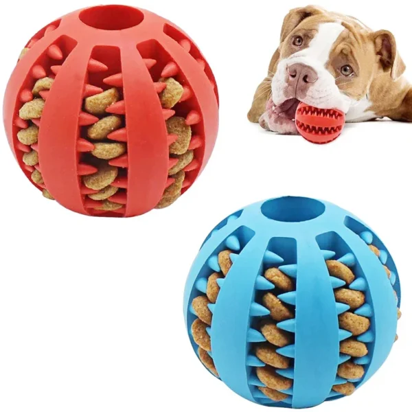 kf S5e690911ca704f009ddbbb8d091f6a53H Dog Ball Toys for Small Dogs Interactive Elasticity Puppy Chew Toy Tooth Cleaning Rubber Food Ball